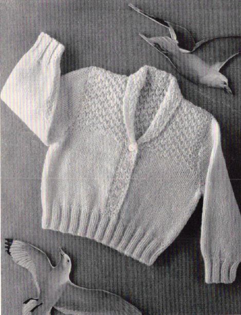 Quickerknit 491 – Cardigan with double moss stitch yoke | Vintage Knitters